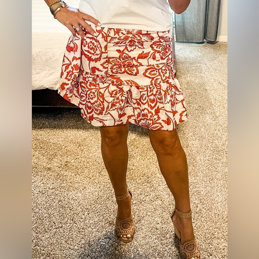 NEW! Hawaiian Pleated Skirt in red and white floral